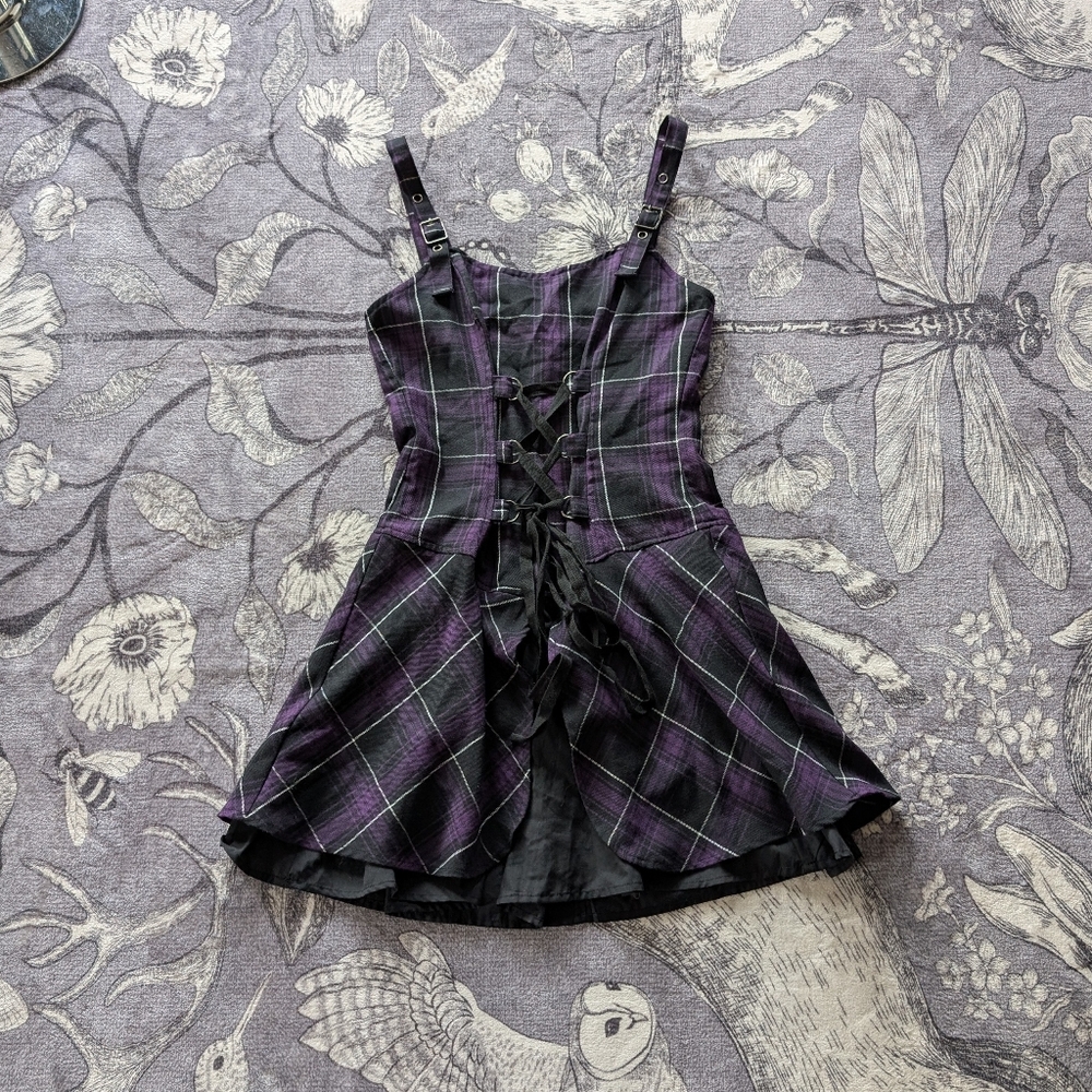 Purple Plaid Corset Dress